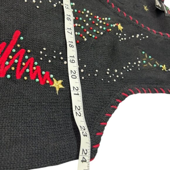 Vintage Studio Fa La La Sweater Vest Cardigan Christmas Tree Embroidery Size 2X - Picture 3 of 5
